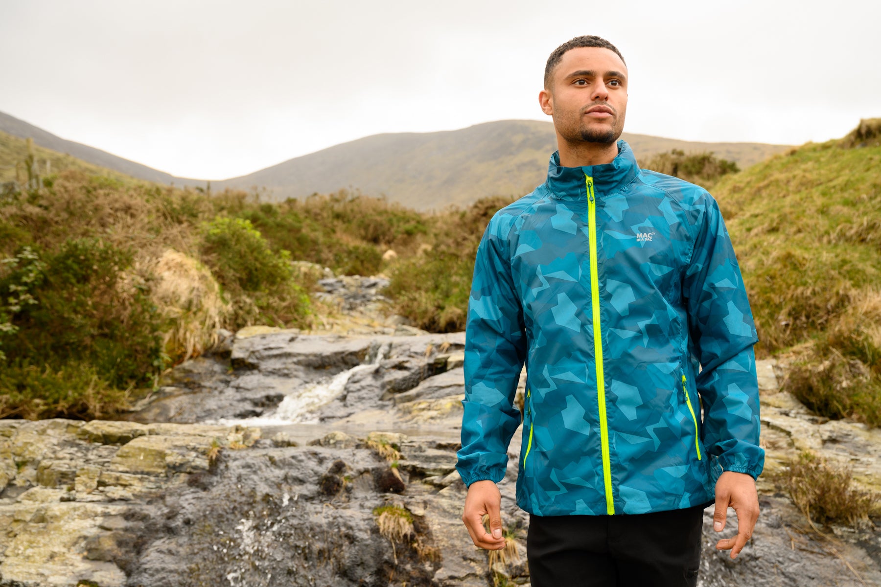 Origin Packable Waterproof Jacket - Teal Camo