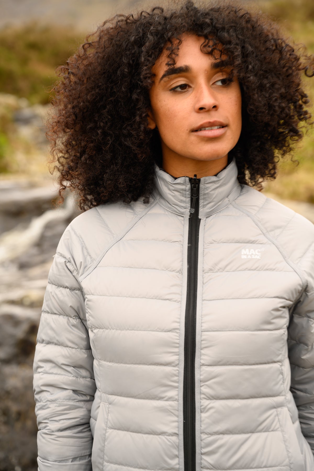 Polar - Packable Women's Down Jacket - Black Grey