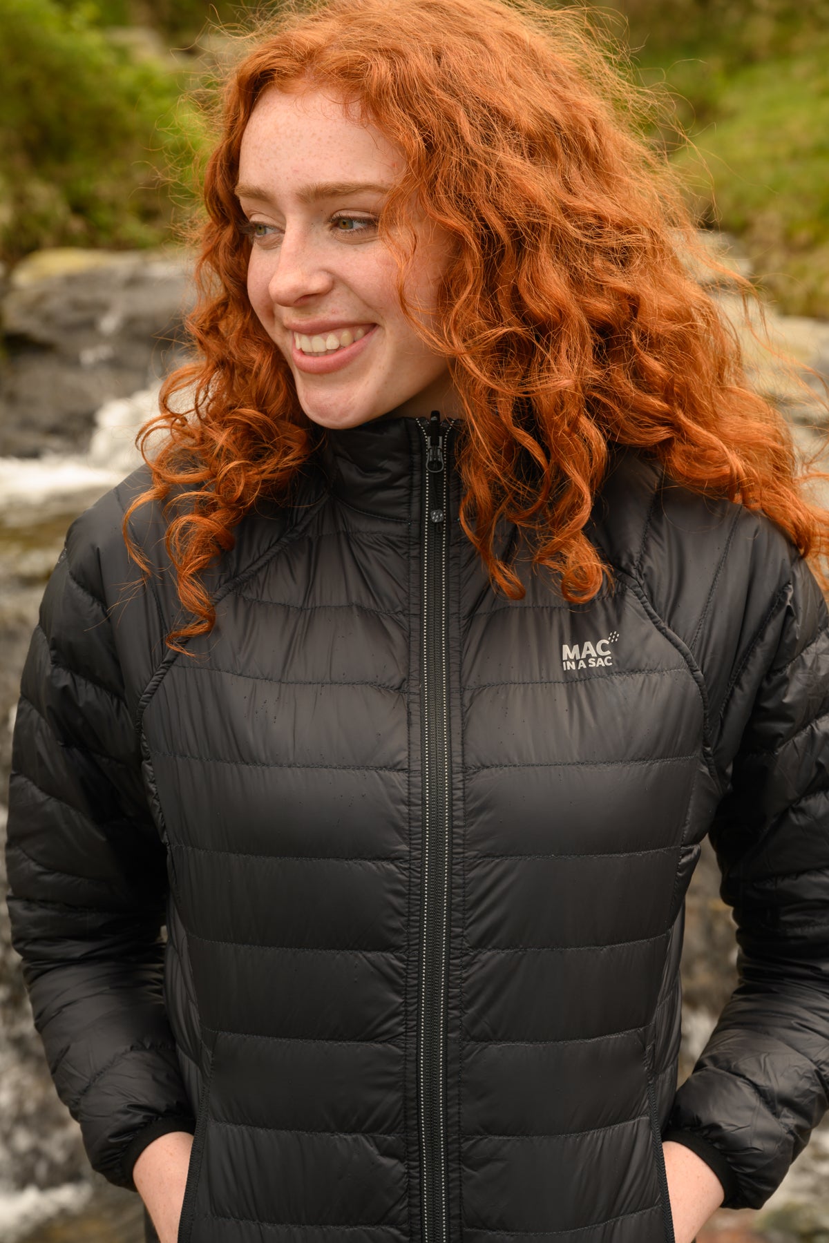 Polar - Packable Women's Down Jacket - Black Teal