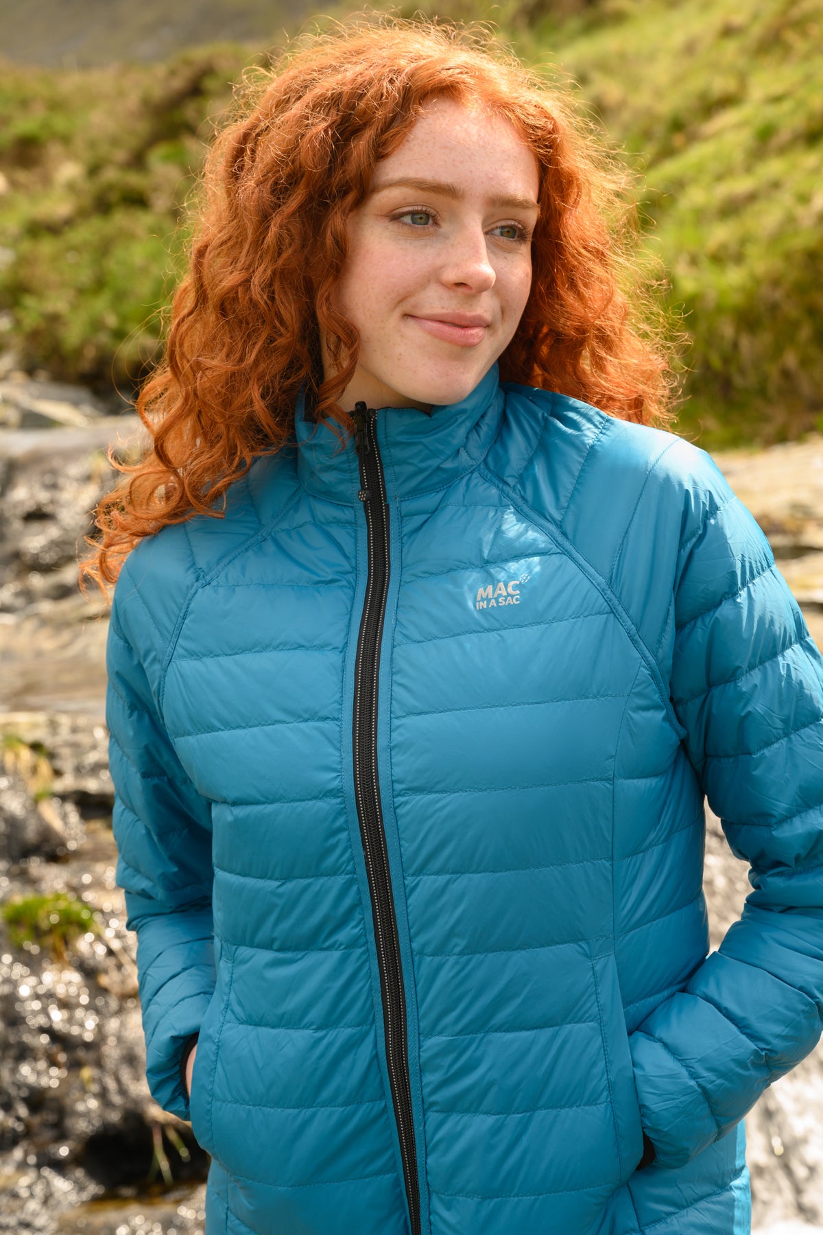 Polar - Packable Women's Down Jacket - Black Teal