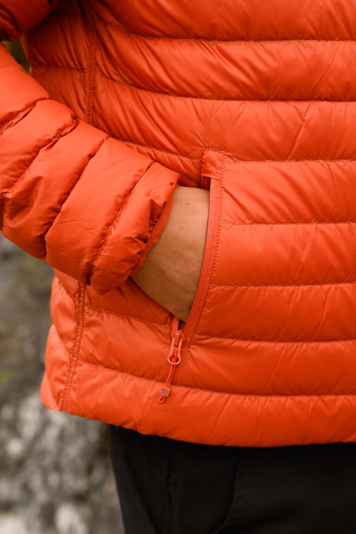 Polar - Packable Men's Down Jacket - Burnt Orange Grey