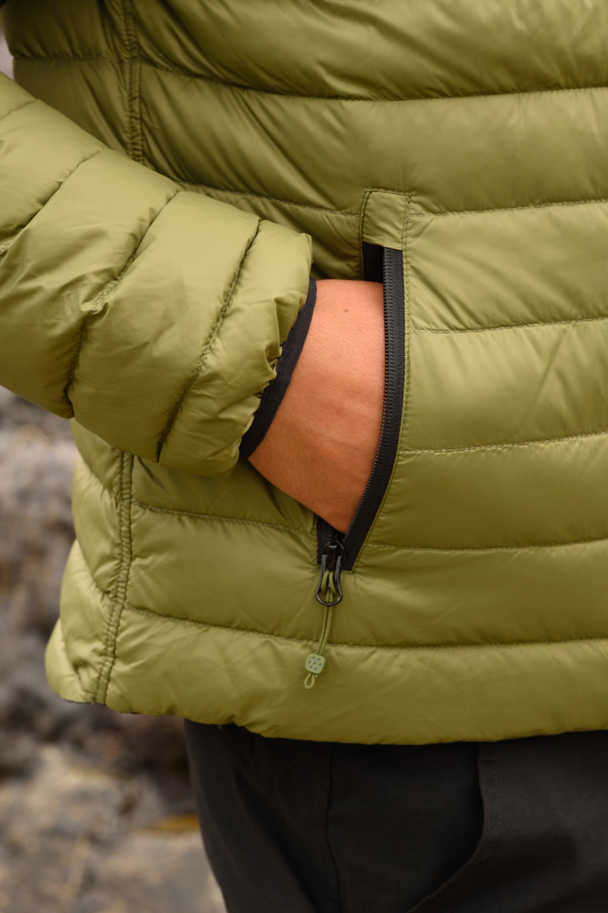 Polar - Packable Men's Down Jacket - Khaki Black