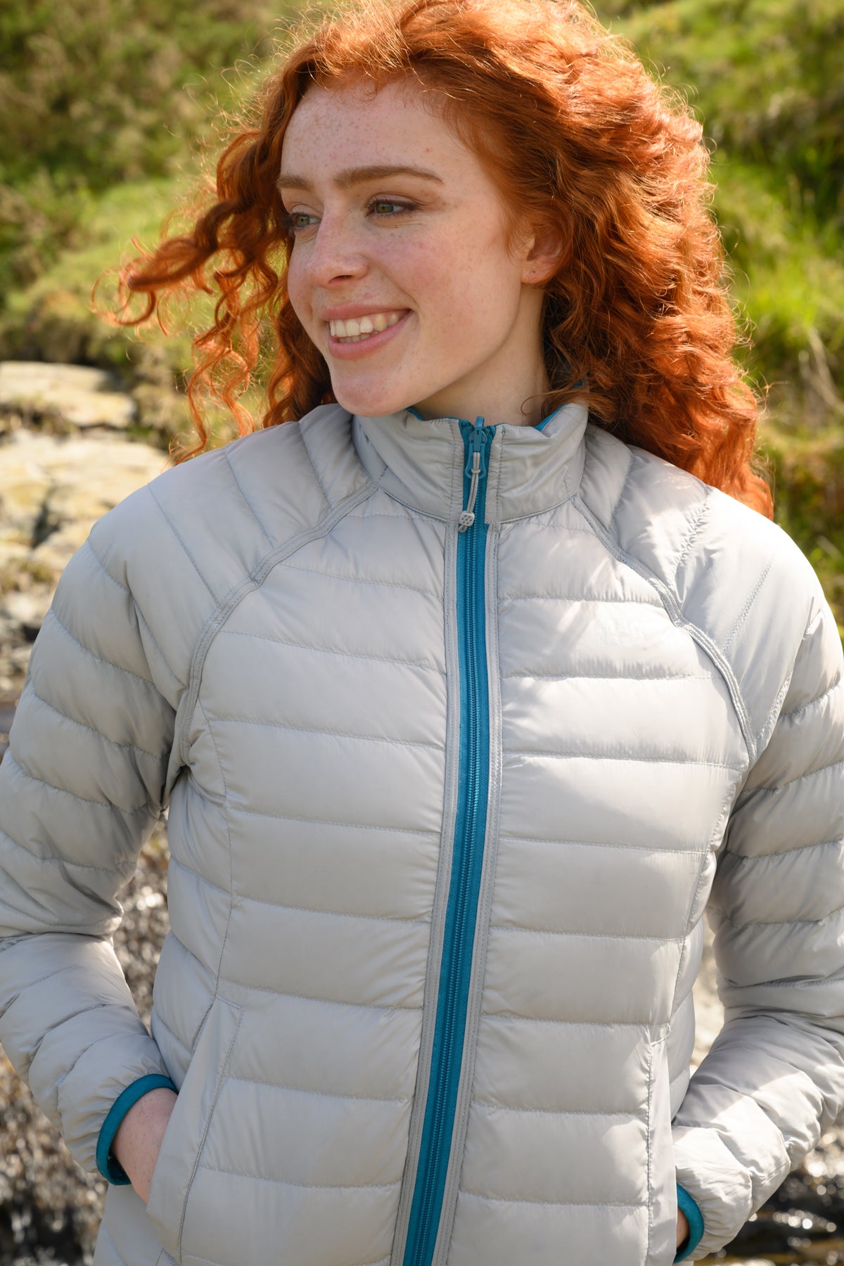Polar - Packable Women's Down Jacket - Petrol Soft Grey