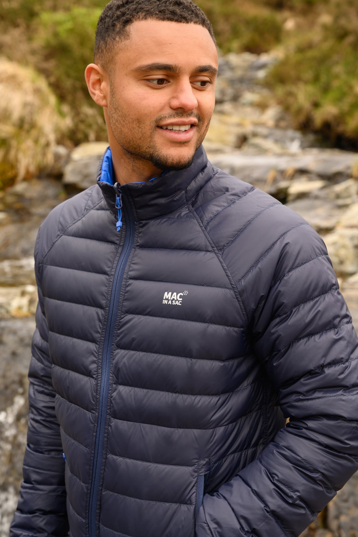 Polar - Packable Men's Down Jacket - Navy Saxe Blue