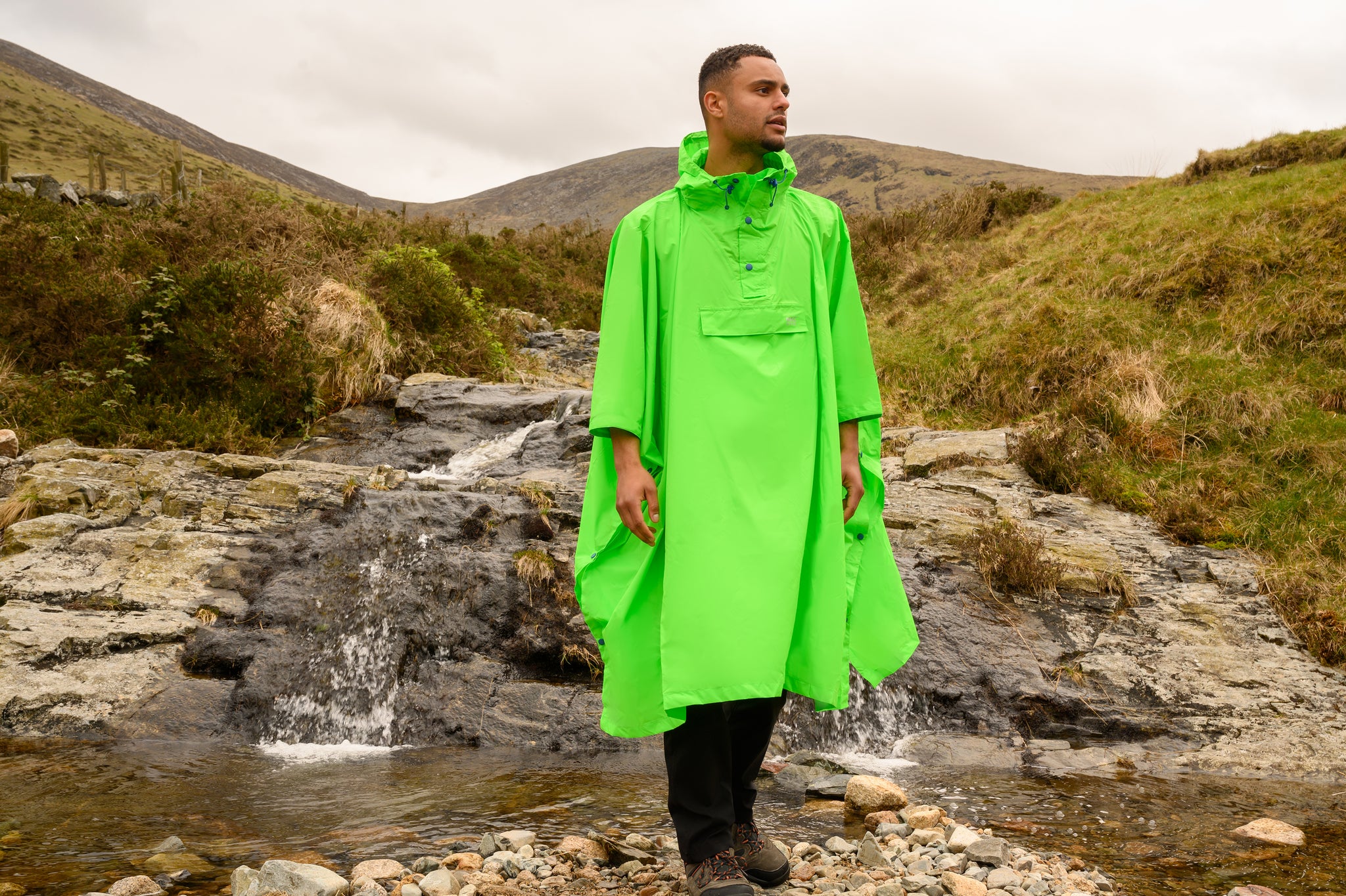 Poncho Packable Waterproof Cape - Neon Green