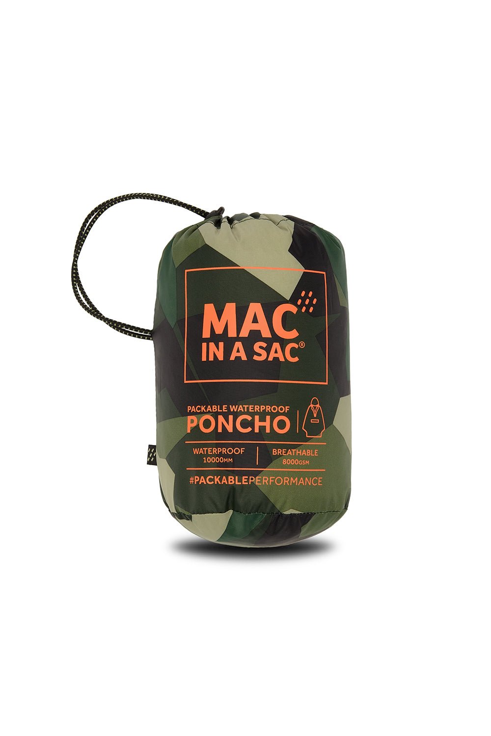 Poncho Packable Waterproof Cape - Green Camo