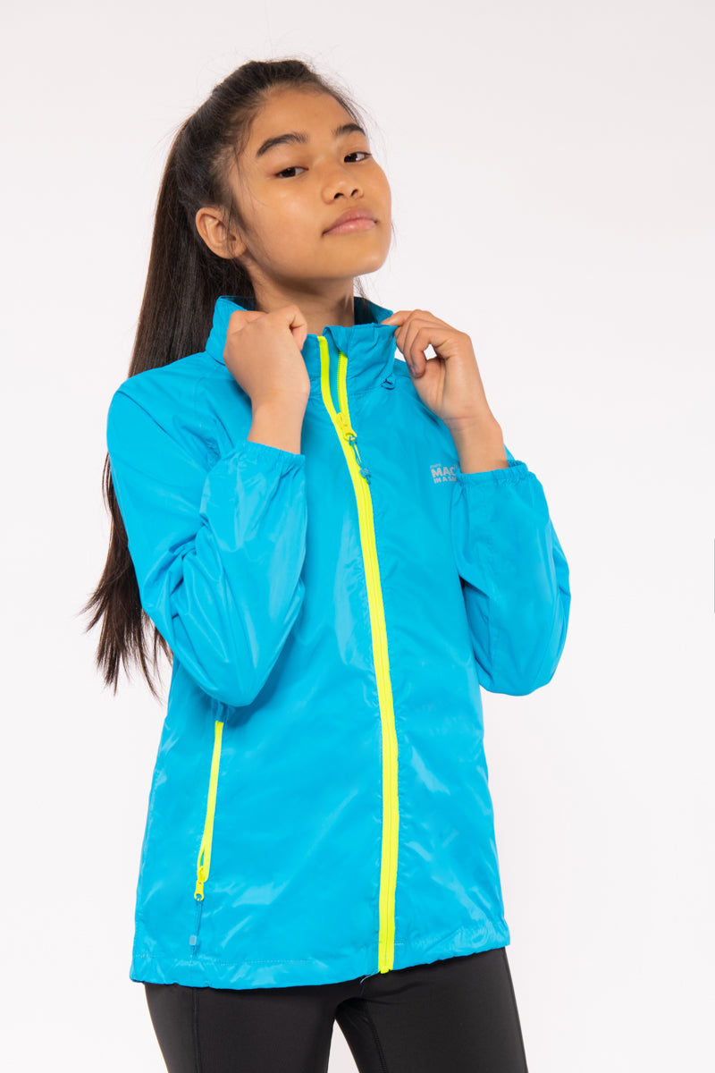 Origin Mini Packable Waterproof Kids Jacket - Neon Blue