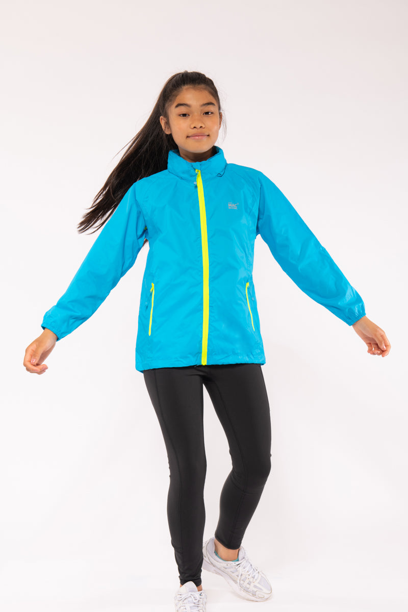 Origin Mini Packable Waterproof Kids Jacket - Neon Blue