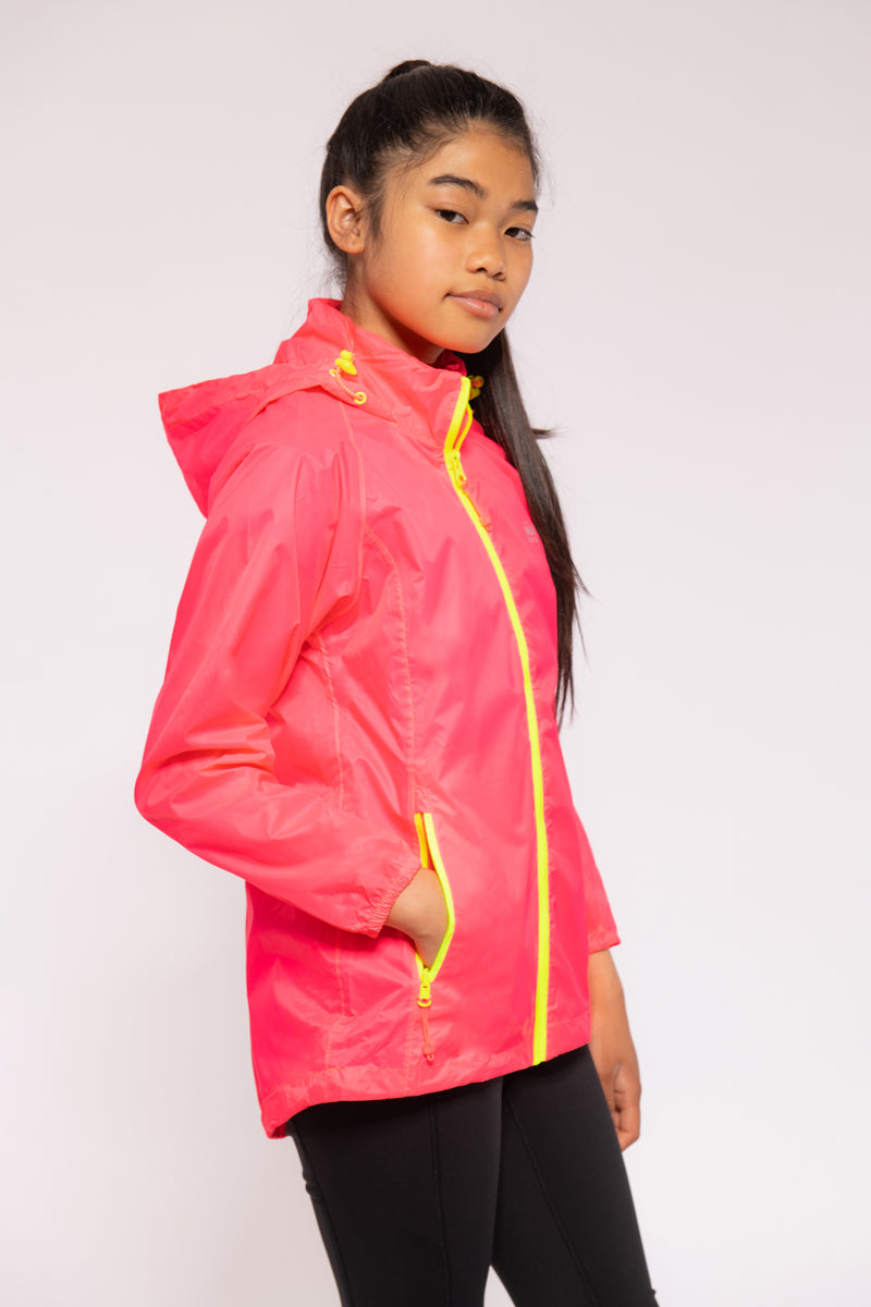 Origin Mini Packable Waterproof Kids Jacket - Neon Pink
