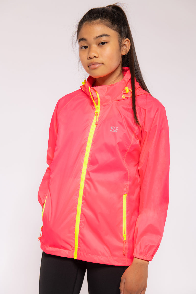 Origin Mini Packable Waterproof Kids Jacket - Neon Pink