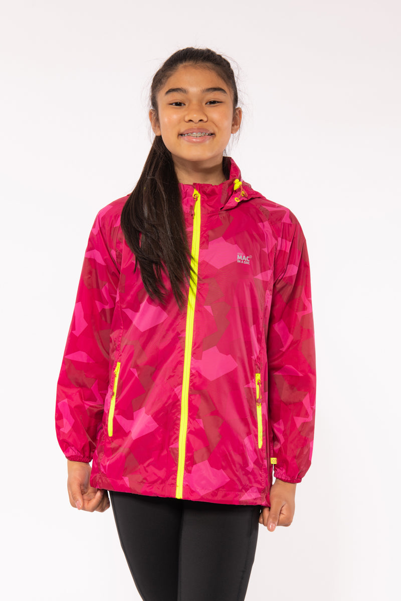 Origin Mini Packable Waterproof Kids Jacket - Pink Camo