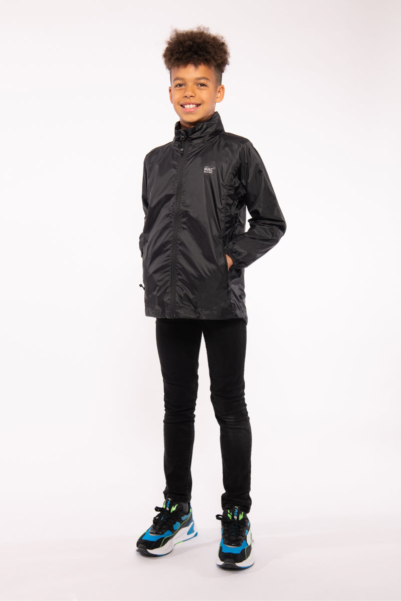 Origin Mini Packable Waterproof Kids Jacket - Black