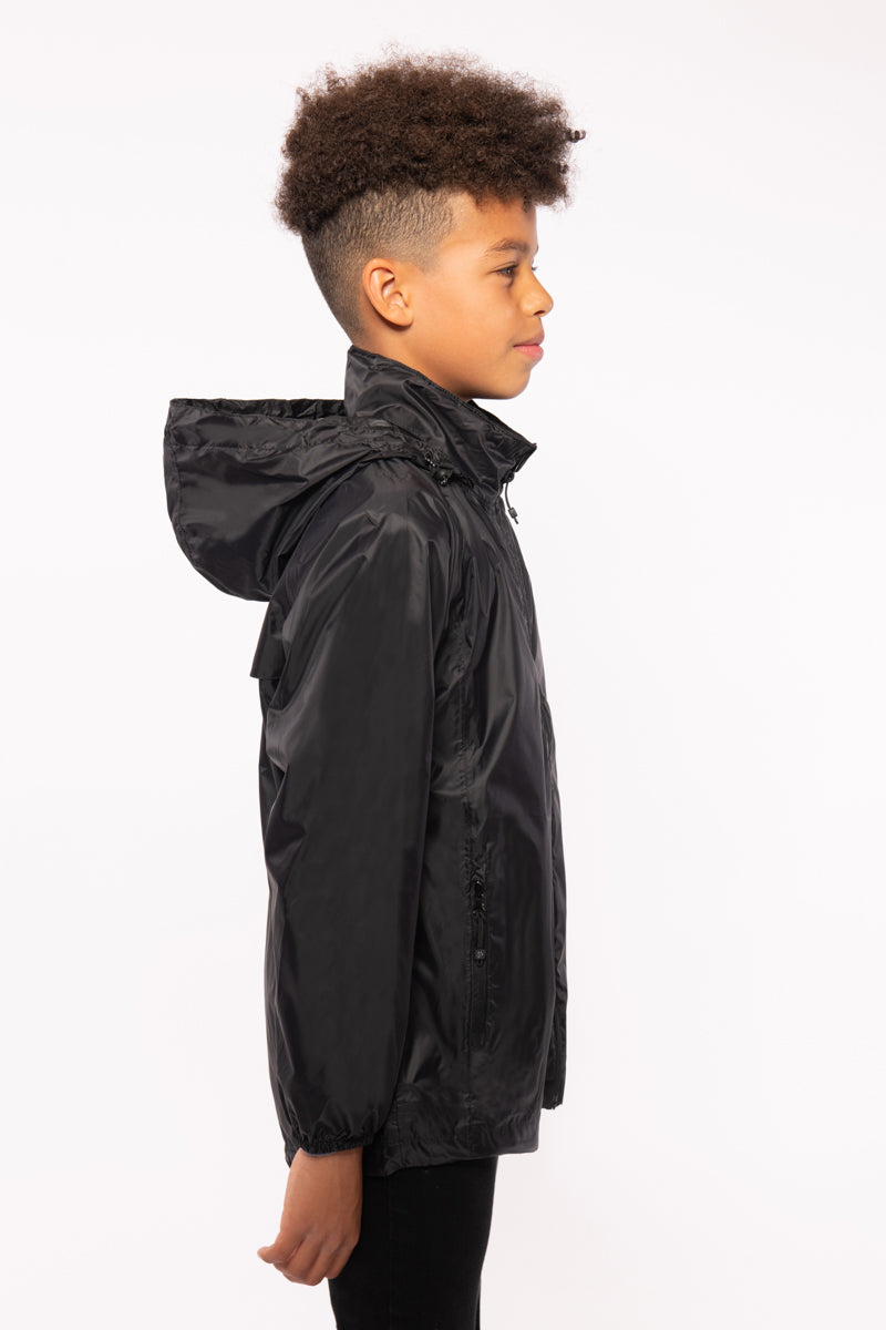 Origin Mini Packable Waterproof Kids Jacket - Black