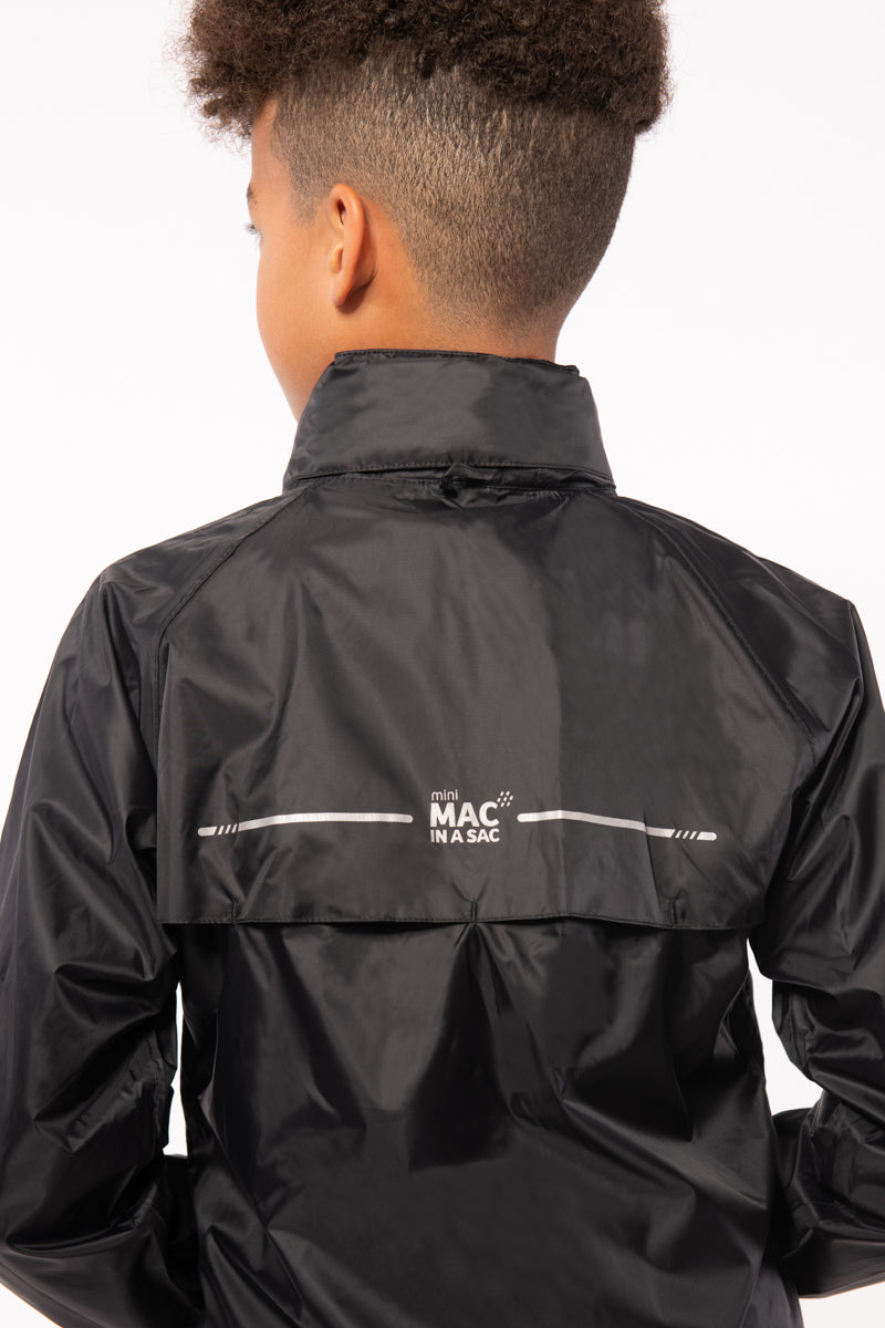 Origin Mini Packable Waterproof Kids Jacket - Black