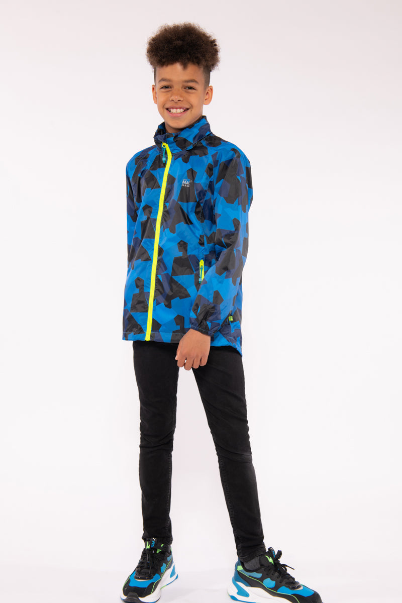 Origin Mini Packable Waterproof Kids Jacket - Blue Camo