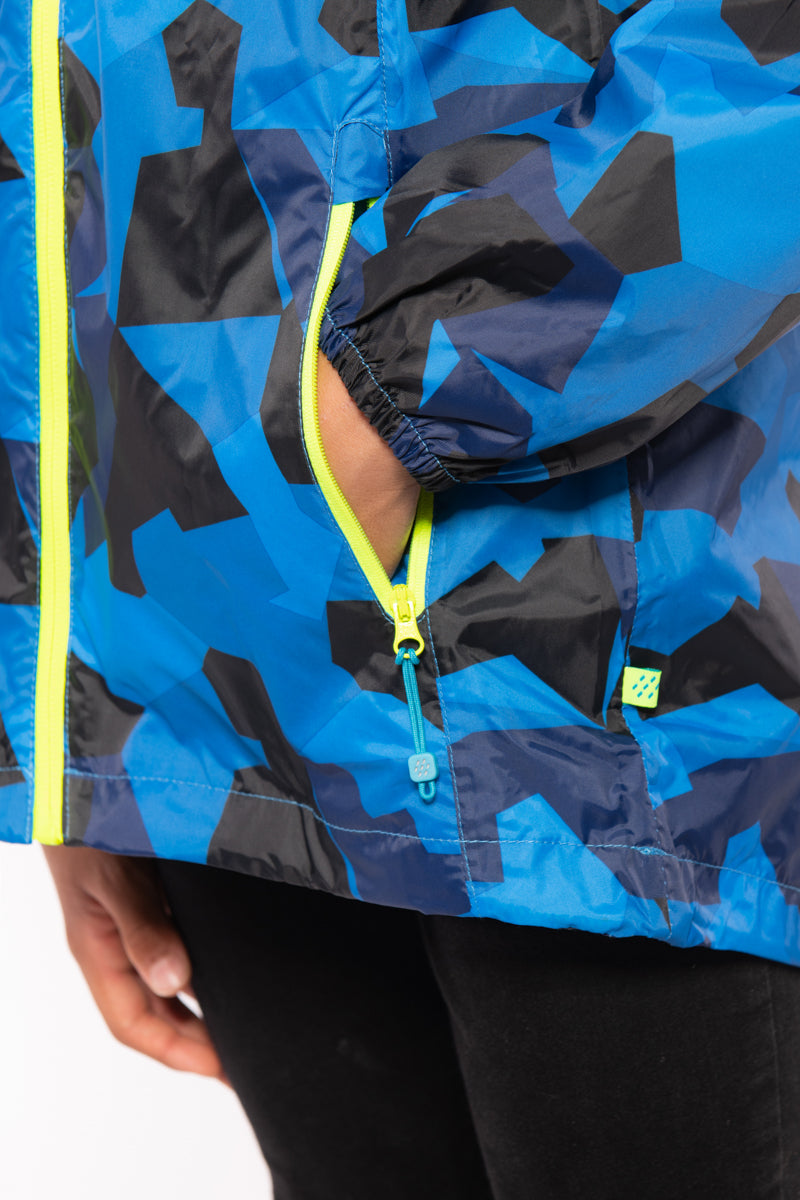 Origin Mini Packable Waterproof Kids Jacket - Blue Camo