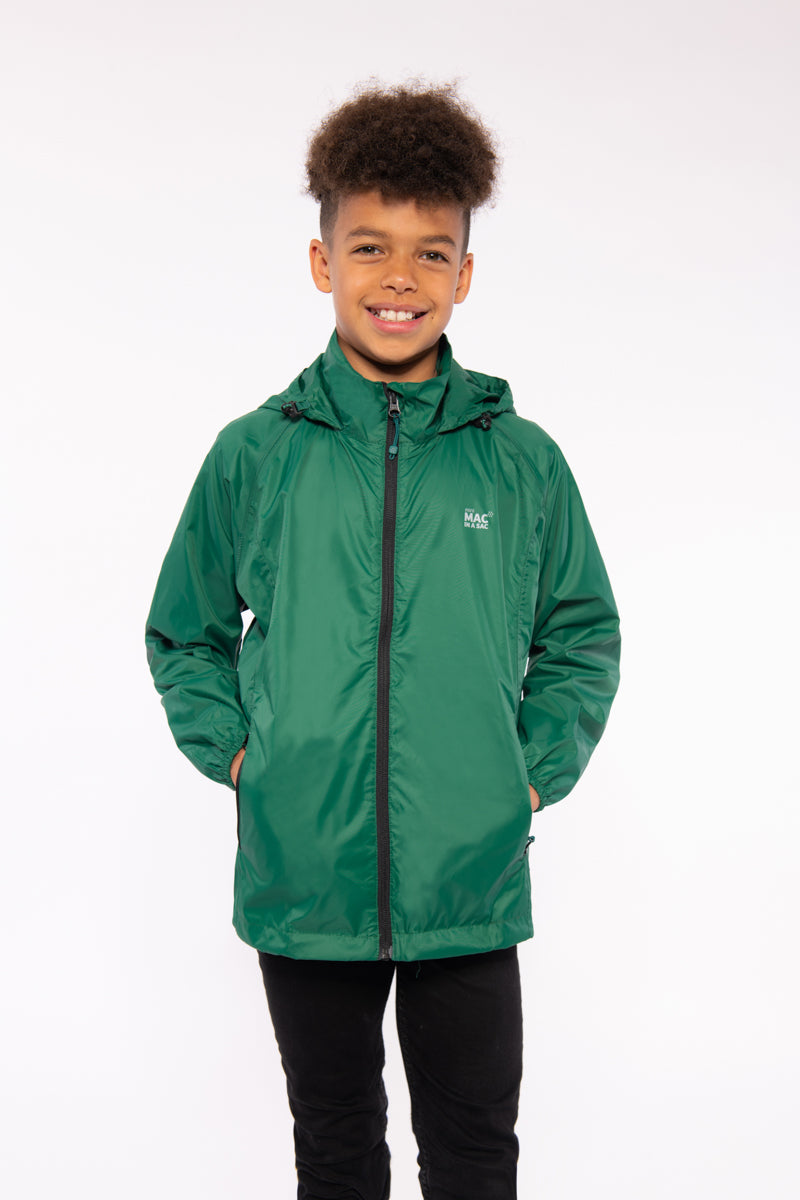 Origin Mini Packable Waterproof Kids Jacket - Bottle Green