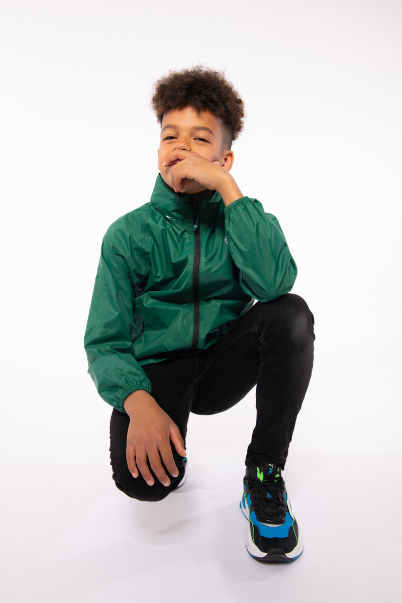 Origin Mini Packable Waterproof Kids Jacket - Bottle Green