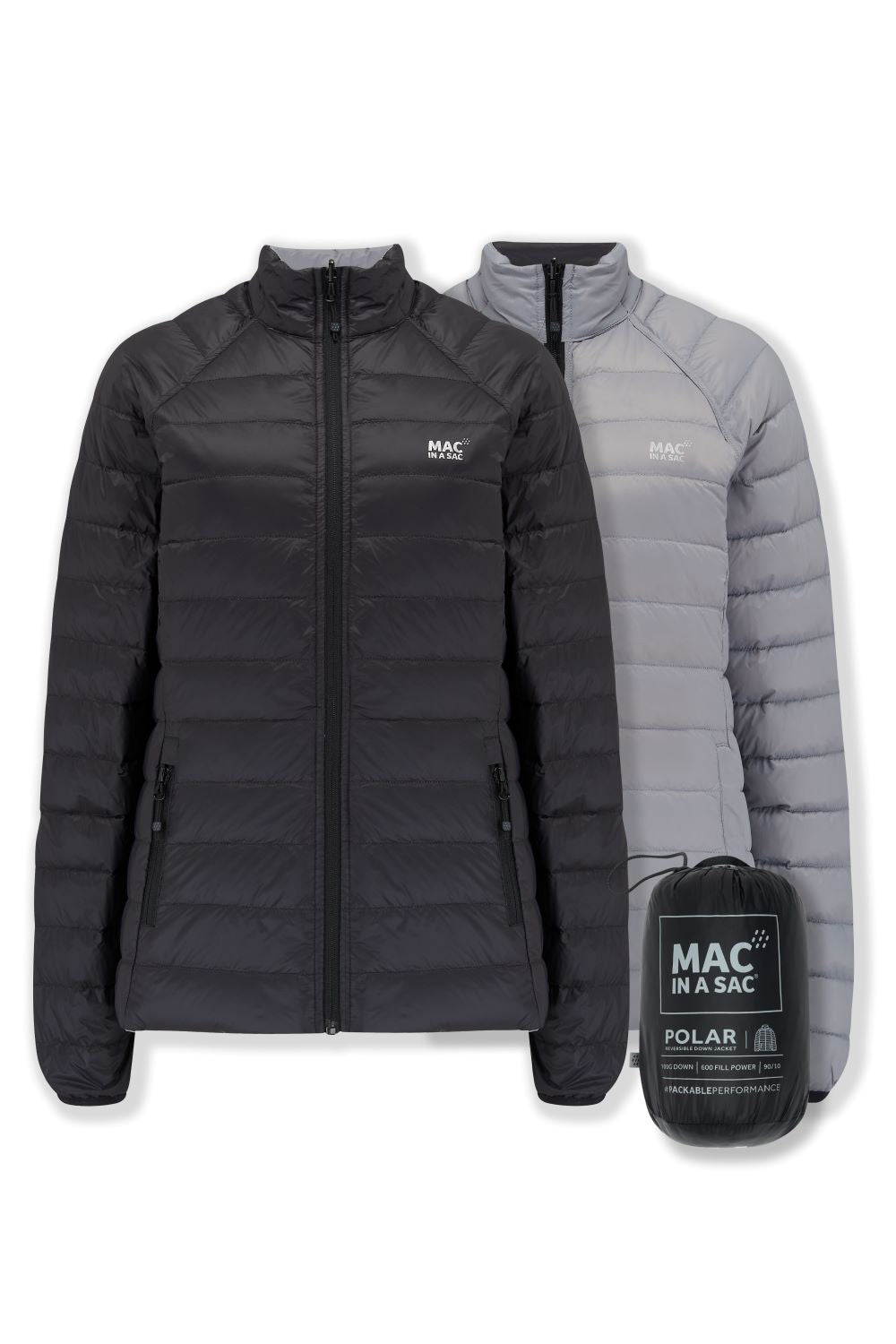 Polar - Packable Women's Down Jacket - Black Grey