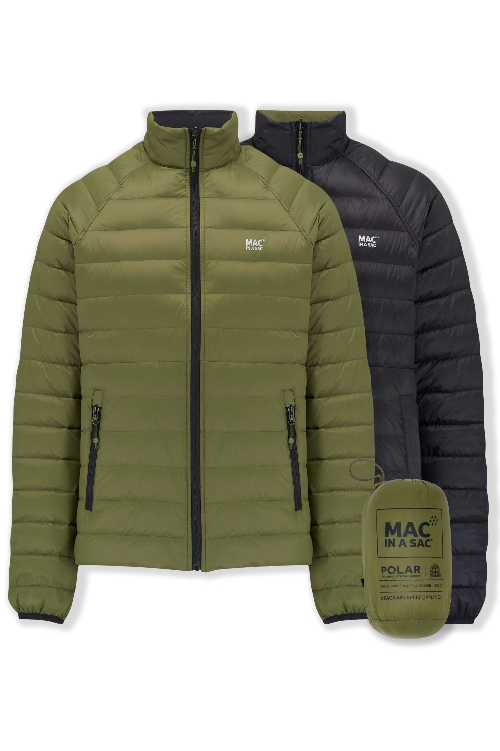 Polar Packable Men s Down Jacket Khaki Black