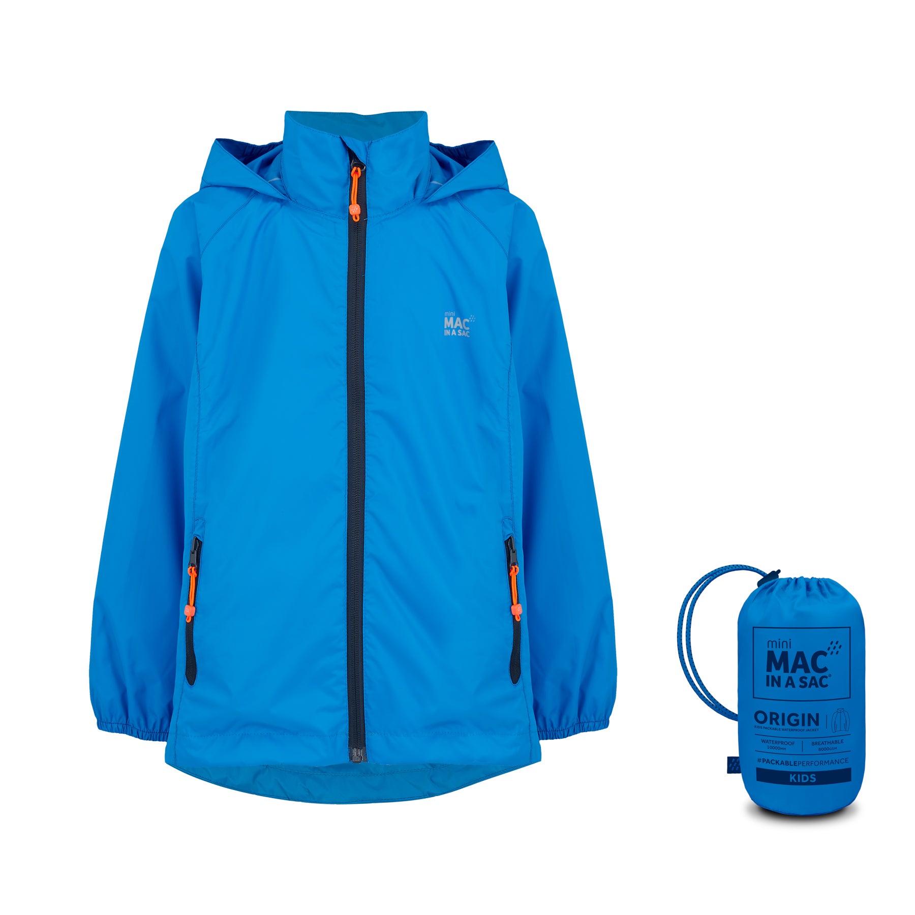 Origin Mini Packable Waterproof Kids Jacket - Ocean Blue