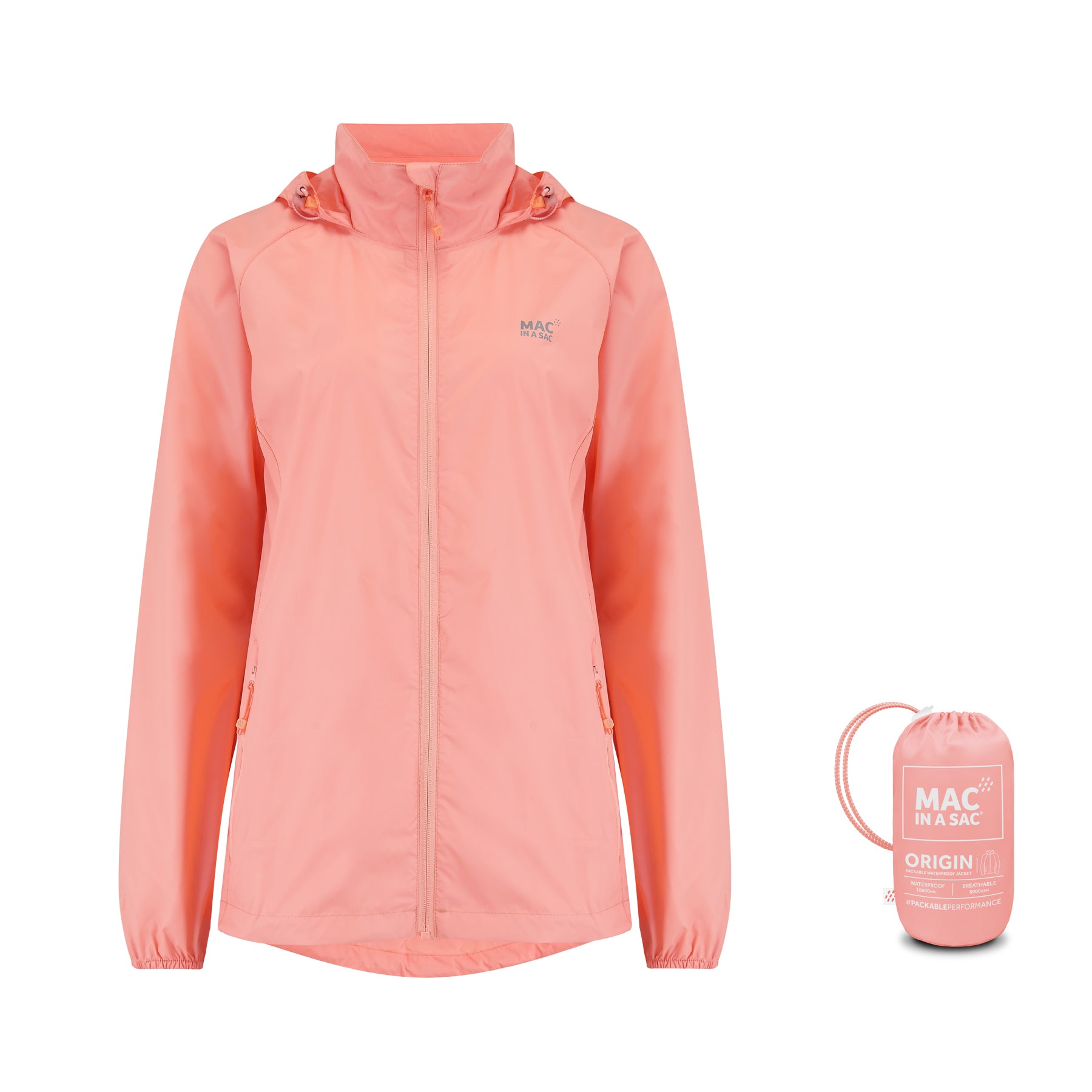 Origin Packable Waterproof Jacket - Soft Coral