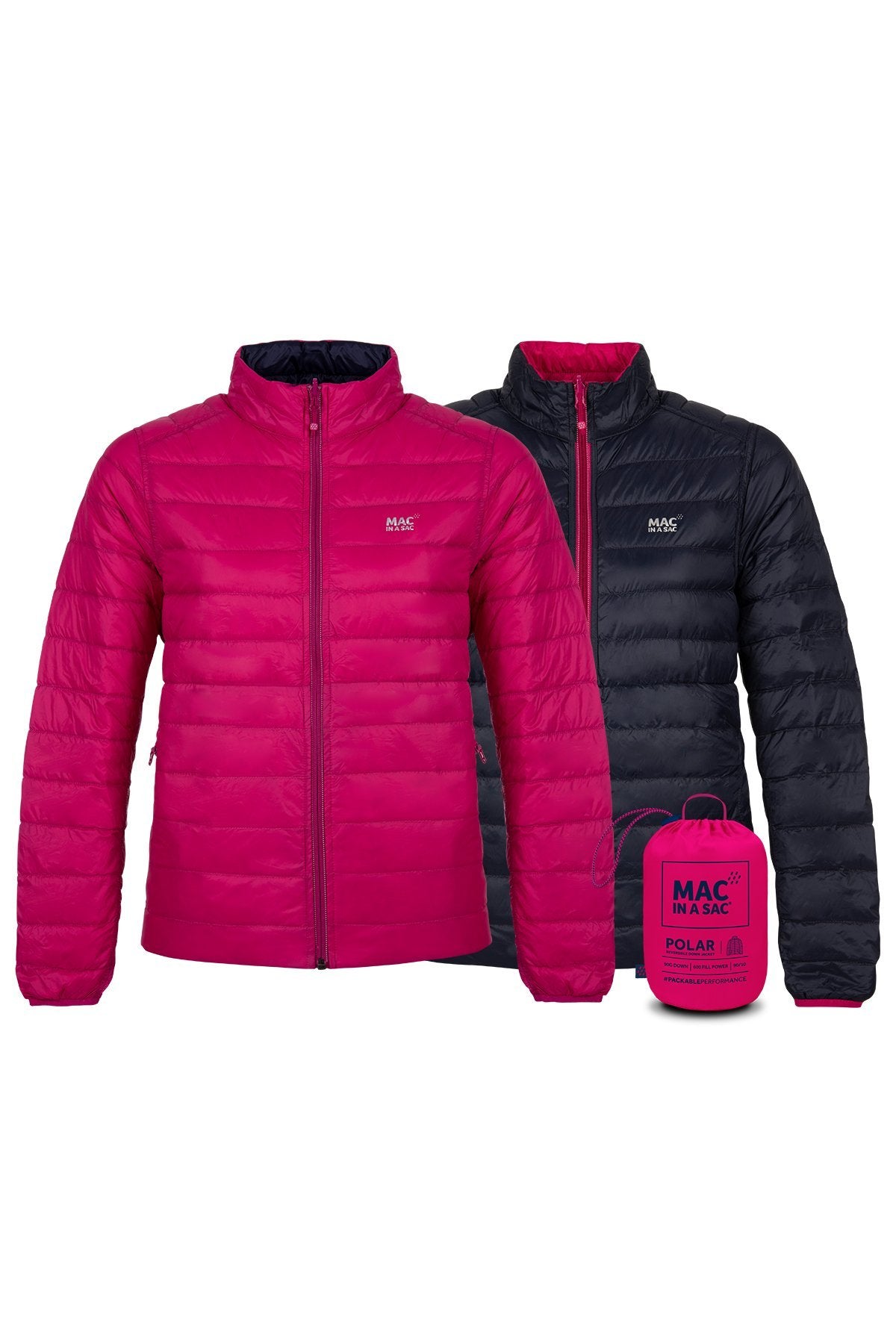 Polar - Packable Women's Down Jacket - Pink Navy