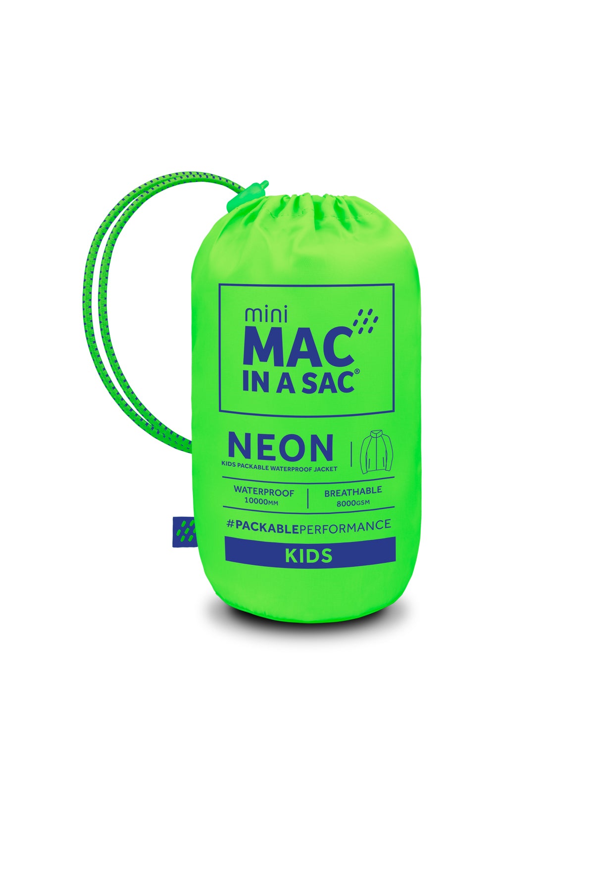 Origin Mini Packable Waterproof Kids Jacket - Neon Green